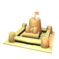 3d Sommer- Sand Schloss Symbol gerendert isoliert auf das transparent Hintergrund. einfach und elegant Objekte zum Ihre Design. png