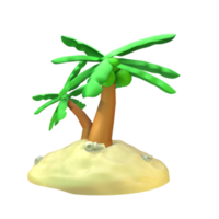 3D summer coconut tree icon rendered isolated on the transparent background. Simple and elegant objects for your design. png