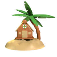 3D bungalow icon summer rendered isolated on the transparent background. Simple and elegant object for your design. png