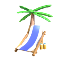 3D summer beach chair icon rendered isolated on the transparent background. Simple and elegant objects for your design. png