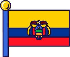 Ecuador country nation flag on flagpole vector