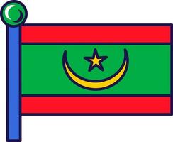 Mauritania país nación bandera en asta de bandera vector