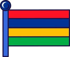 Mauritius republic nation flag on flagpole vector