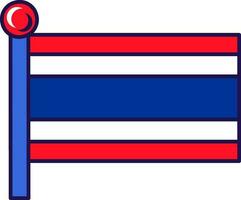 Thailand kingdom nation flag on flagpole vector