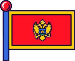 Montenegro country nation flag on flagpole vector