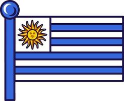 Uruguay country nation flag on flagpole vector