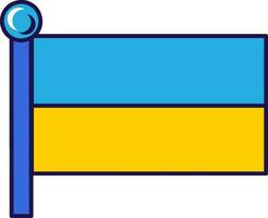 Ukraine country nation flag on flagpole vector