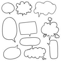 Set speech bubbles on white background. chat box or chat vector square and doodle message or communication icon Cloud speaking for comics and minimal message dialog