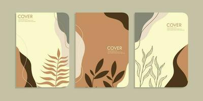 hand drawn book cover template. botanical abstract cover collection. A4 size For books, notebooks, brochures, annuals, planners, catalogs vector