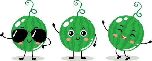 Set of three funny watermelon mascots vector