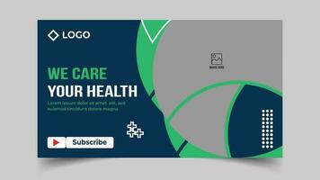 servicios médicos de atención médica editables o miniatura de youtube del día mundial de la salud y plantilla de banner web vector