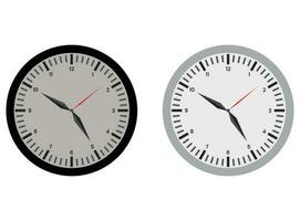 White and black wall office clock icon set. Design template closeup in vector. Mock-up for branding and advertise isolated ON WHITE BACKGROUND vector