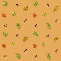 Fall Leaves and Rowan Branches. Vector Seamless Pattern depicting autumn leaves and rowan branches, capturing the essence of the fall season in a vibrant and captivating design.