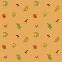 Fall Leaves and Rowan Branches. Vector Seamless Pattern depicting autumn leaves and rowan branches, capturing the essence of the fall season in a vibrant and captivating design.