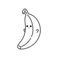 Cute Kawaii Banana. Vector Line Art Illustration. Charming vector lineart illustration showcasing a cute kawaii style banana, radiating joy and playfulness in its delightful simplicity.