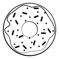 Black Line Art Donut. Vector Illustration. Sleek and minimalistic vector line art drawing of a donut, featuring a black outline on a clean white background.