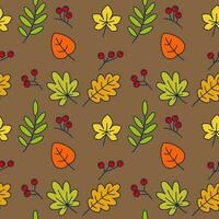 Fall Leaves and Rowan Branches. Vector Seamless Pattern depicting autumn leaves and rowan branches, capturing the essence of the fall season in a vibrant and captivating design.