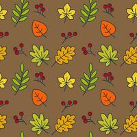 Fall Leaves and Rowan Branches. Vector Seamless Pattern depicting autumn leaves and rowan branches, capturing the essence of the fall season in a vibrant and captivating design.