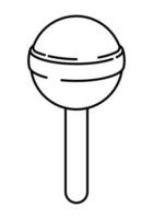 Cute Kawaii Lollipop. Vector Line Art Illustration. Darling vector line art illustration of a kawaii style lollipop on a stick, showcasing a black outline against a pristine white background.