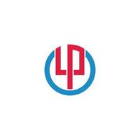 letter lp linked circle geometric line logo vector