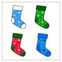 Set of christmas socks. Hand drawn doodle christmas illustration. Christmas decoration. vector