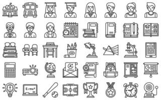 High school related line vector icon set