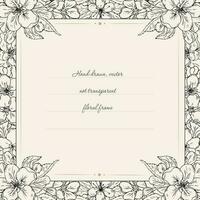 Floral frame with space for text. A hand drawn cherry flowers template for save the date, invitation, greeting card, gift voucher vector
