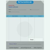 Business Invoice Template design Illustrator ,Vector invoice template Cash memo Free vector design.