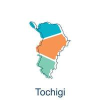 map of Tochigi vector design template, national borders and important cities illustration Abstract, designs concept, logo, logotype element for template.