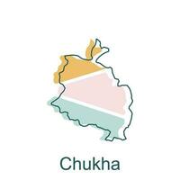 modern map of Chukha geometric colorful simple illustration design template, Bhutan Map. State and district map of Bhutan vector