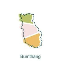 modern map of Bumthang geometric colorful simple illustration design template, Bhutan Map. State and district map of Bhutan vector