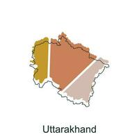 Map of Uttarakhand illustration design with black outline on white background, design template suitable for your company vector