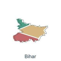 Map of Bihar illustration design with black outline on white background, design template suitable for your company vector