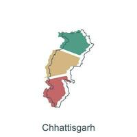 Map of Chhattisgarh colorful illustration design, element graphic illustration template vector