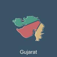 Gujarat map vector illustration with line modern, illustrated Map of India element graphic illustration design template