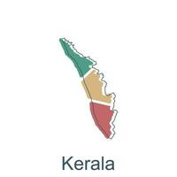 Map of Kerala colorful illustration design, element graphic illustration template vector