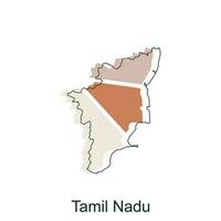 Map of Tamil Nadu colorful illustration design, element graphic illustration template vector