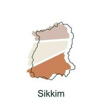 sikkim mapa vector ilustración con línea moderno, ilustrado mapa de India elemento gráfico ilustración diseño modelo