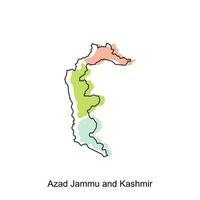Map of Azad Jammu and Kashmir geometric colorful illustration design template, Pakistan map on white background vector