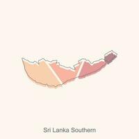 Map of Sri Lanka Southern colorful illustration design, World Map International vector template with outline graphic sketch style isolated on white background