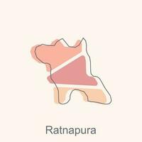 mapa de ratnapura vistoso ilustración diseño, mundo mapa internacional vector modelo con contorno gráfico bosquejo estilo aislado en blanco antecedentes