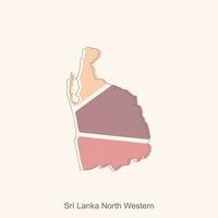 Map of Sri Lanka North Western colorful illustration design, World Map International vector template with outline graphic sketch style isolated on white background