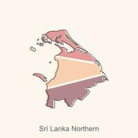 vector file map of Sri Lanka Northern, Geometric Map of Sri Lanka Region Vector Design Template. Editable Stroke