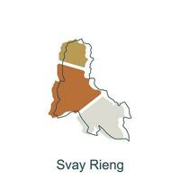 Map of Svay Rieng modern with outline illustration design template, province isolated cambodia map vector