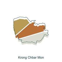 Map of Krong Chbar Mon modern with outline illustration design template, province isolated cambodia map vector