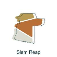 Siem Reap map. High detailed Provinces of Cambodia map vector illustration on white background