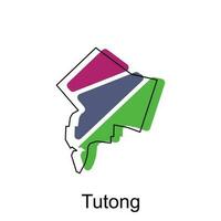 Map of Tutong colorful geometric design with outline illustration template, logotype element for template. vector