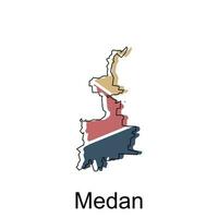 Map of Medan design template, vector illustration of Map of Indonesia on white background