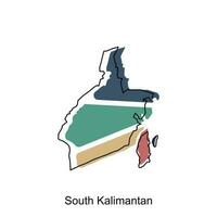 Map of South Kalimantan design template, vector illustration of Map of Indonesia on white background