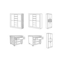 Set of Cupboard icon Furniture line art vector, minimalist illustration design vector